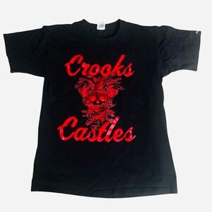 CROOKS & CASTLES Black Graphic Skull Logo t-shirt sz medium